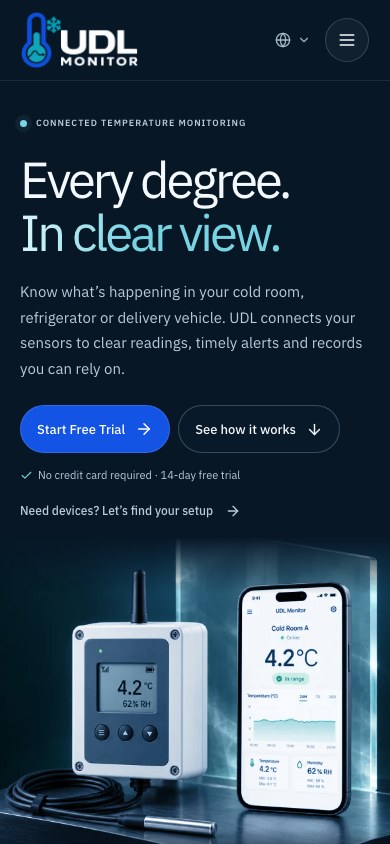 UDL Monitor website on an iPhone Pro